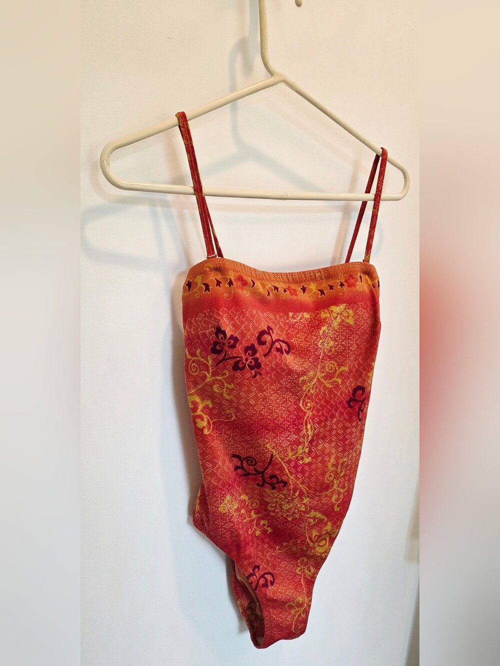 Gottex Orange Red Floral One-Piece Swimsuit - Size 12